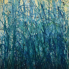 Die blaue Stunde von Gerhard Knell, Zeitgenössisches Gemälde, Abstrakte Kunst, Actionpainting, grün und blau